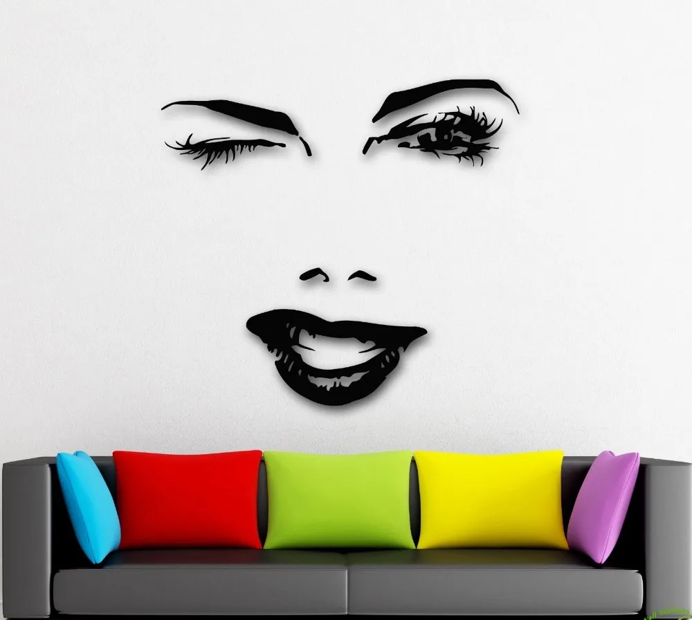 

DIY Removable Wall Stickers Women Face Eyelash Vinyl Home Decal Art Home Bedroom Living Roiom Decor Mural Vinilos