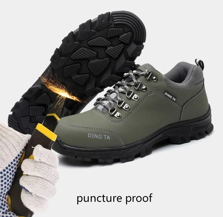 Женская Рабочая защитная обувь винтажные сетчатые дышащие стальные ботинки с