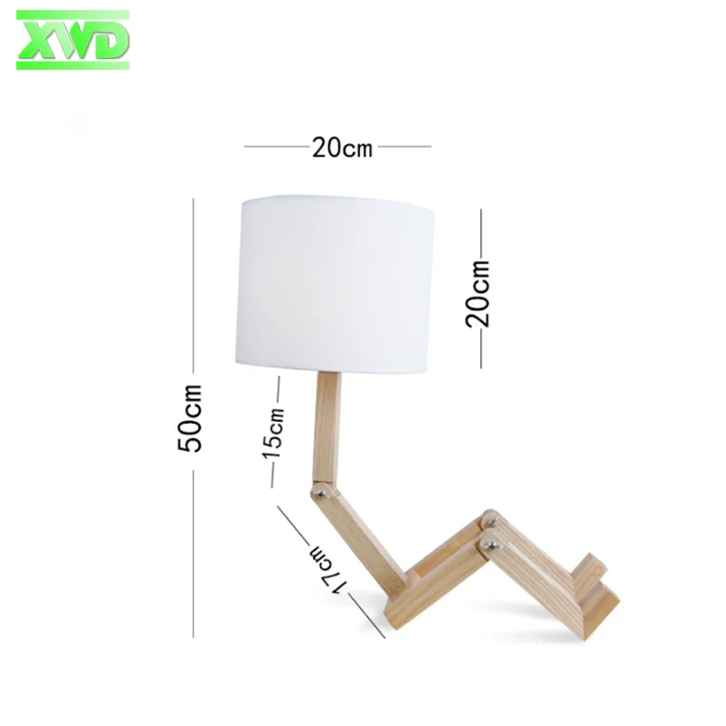Modern Lovely Robot Shape Wooden Table Lamp E27 Holder 110-240V Parlor Indoor Study Desktop Lighting Bedside Lamps | Лампы и освещение