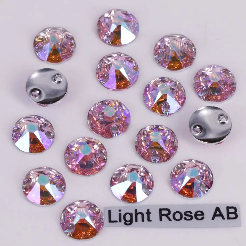 Lt. Rose AB 100 шт./лот, хорошее качество 8 мм 10 мм 12 мм цвета AB с плоской задней поверхностью XIRIUS круглая Смола пришивные камни - Цвет: Lt. Rose AB