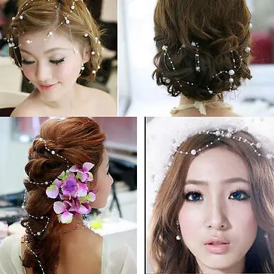 Свадебная повязка на голову для невесты с жемчугом и бисером Украшение волос