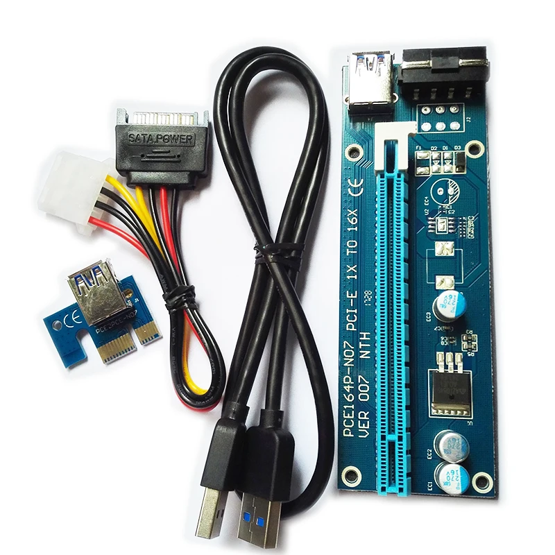 Новинка 2017 года 60 см PCI Express Riser Card pci-e 1x к 16x Extender с USB 3.0 кабель + SATA 4PIN IDE Molex Питание |