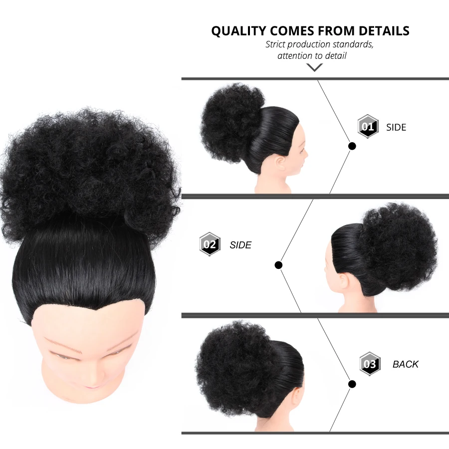 

Leeons 8Inch Afro Puff Drawstring Ponytail Synthetic Buns For Black Woman Claw Clip Ponytail Hair Extension Kinky Puff Hair Bun