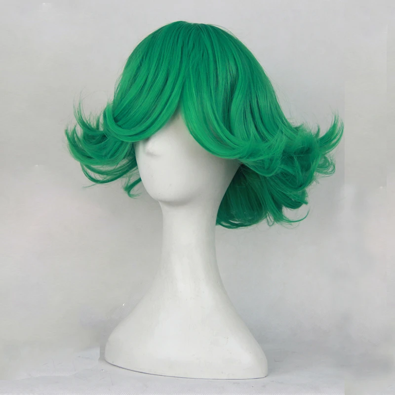 30 см аниме One Punch Man Tatsumaki Косплей Зеленые Короткие вьющиеся термостойкие