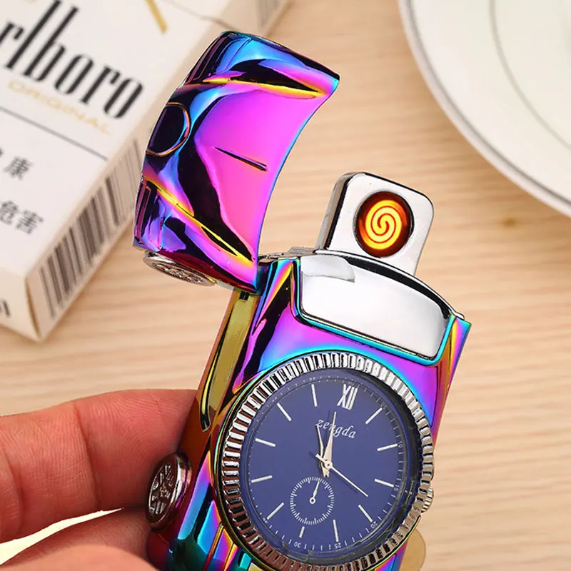 2 в 1 часы Зажигалка спортивный автомобиль Форма Электрический зарядка через USB