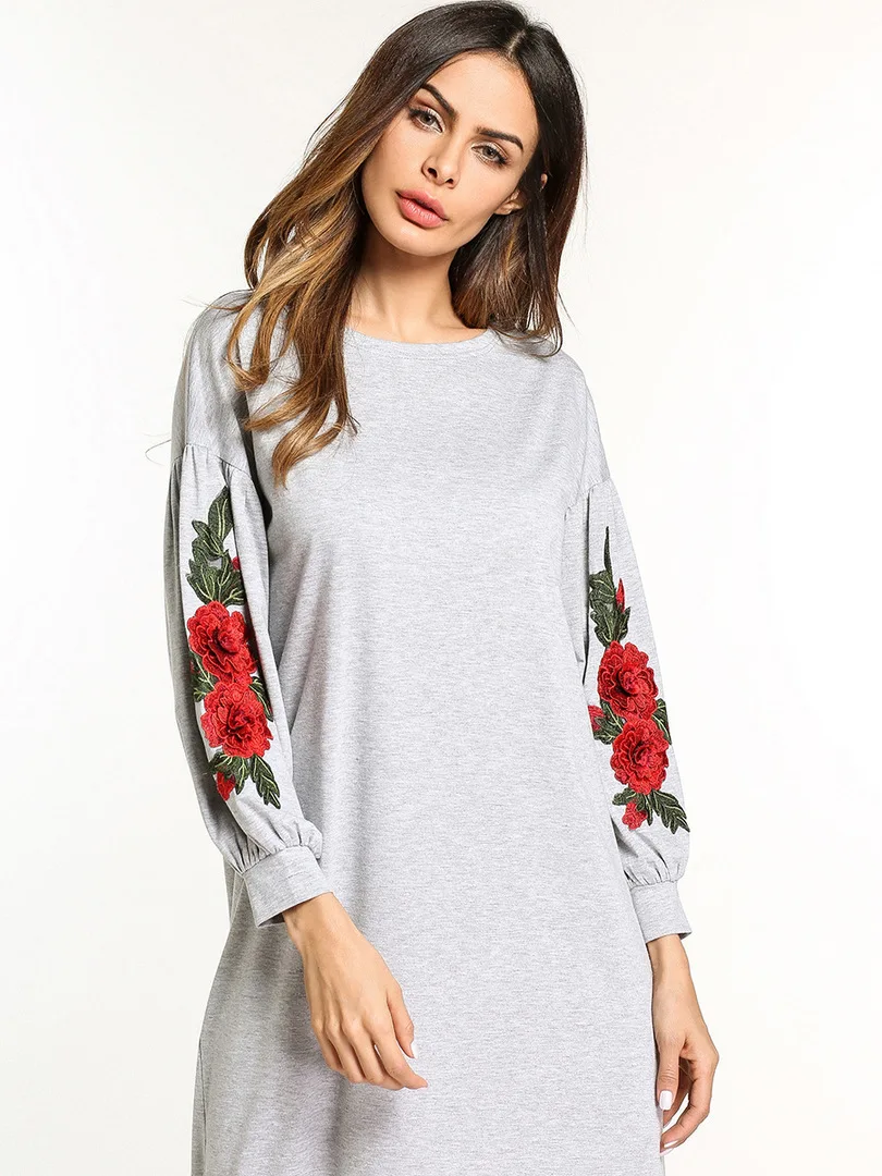 2018 серый цвет мусульманских абаи арабский Сингапур Вышивка Бисер джилбаб Дубай