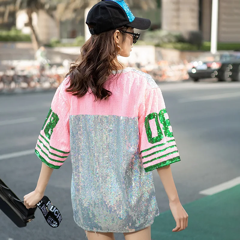 Шикарные объемные Длинные футболки в стиле Харадзюку с цифрами | Женская одежда