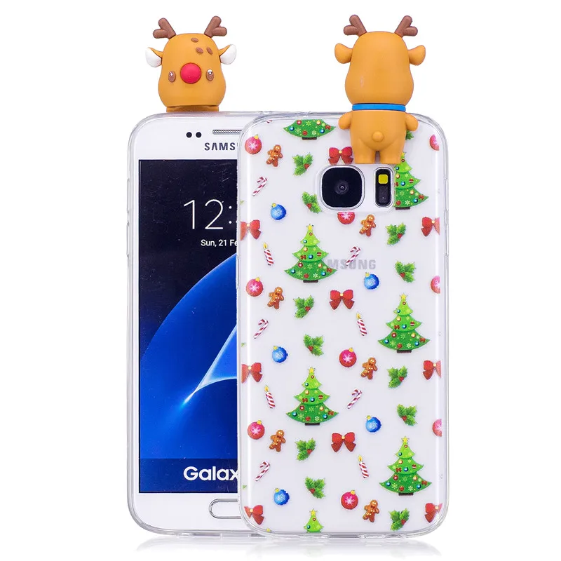 Милый 3D Санта Клаус чехол для samsung Galaxy S7 край S8 плюс A3 A5 A7 J3 J5 J7 Note 8 мягкий из ТПУ с