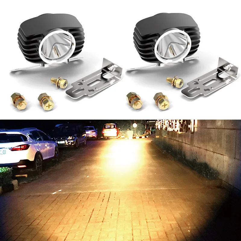 Black Housing 4300K CNSUNNYLIGHT 2 шт. светодиодный фонарь для мотоцикла 3000K 4300K 6000K светодиодный прожектор для мотоцикла аксессуары точечные Фары Водонепроницаемый - Цвет: Black Housing 4300K