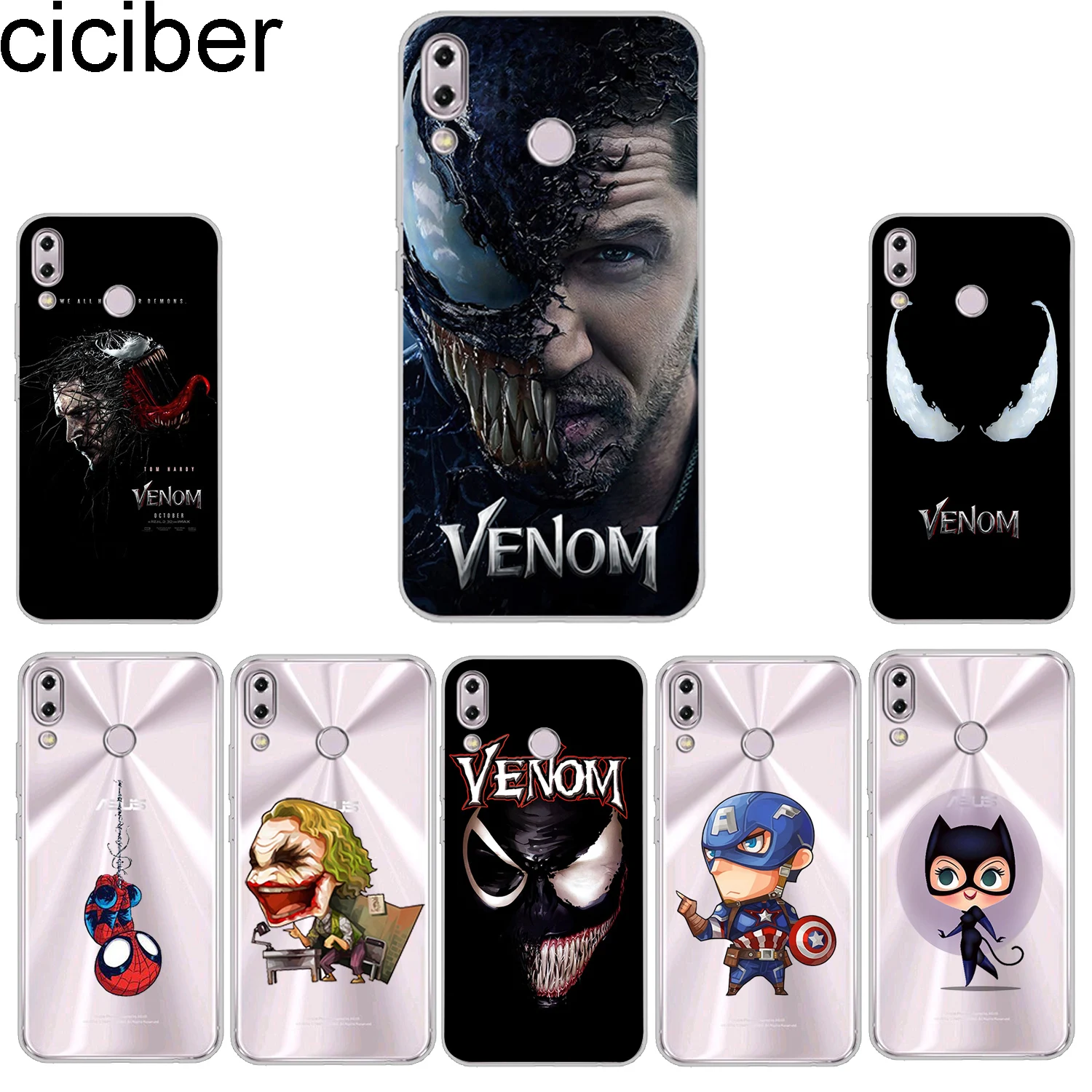 ciciber Phone Cases For ASUS Zenfone 5 5Z 5Q Lite Max Plus (M1) Case Back Cover ZE620KL ZS620KL ZC600KL ZB570TL Marvel Venom |