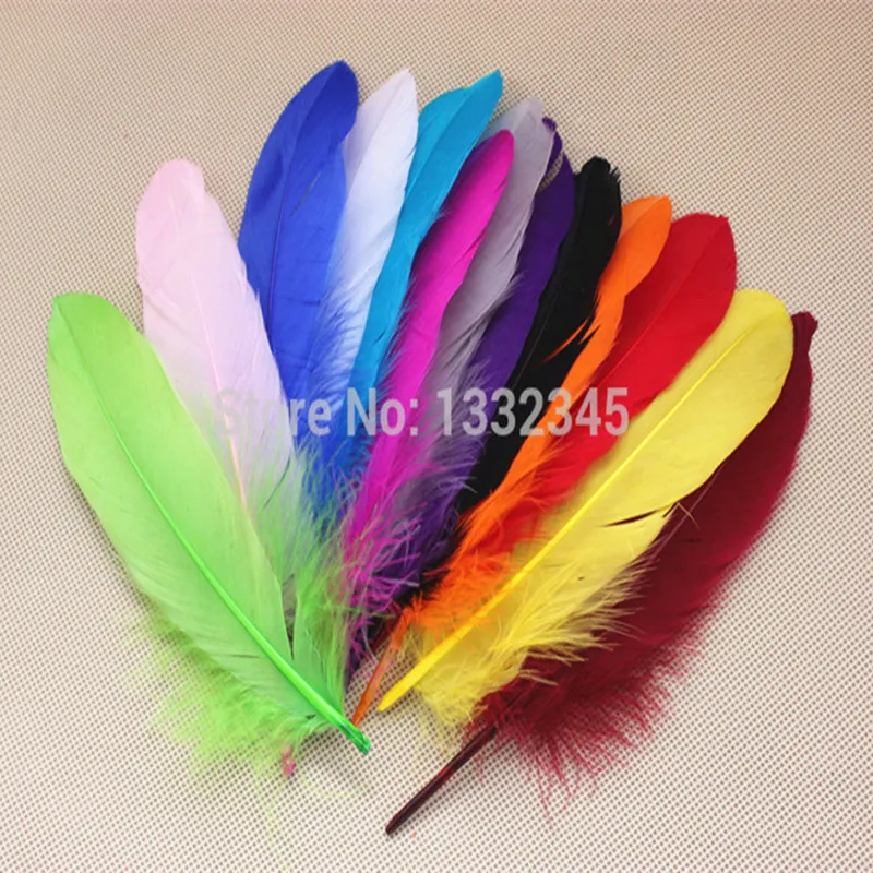 

200PCS white DIY Feather Dyed Single 12-18cm Goose Feather 13 color choices