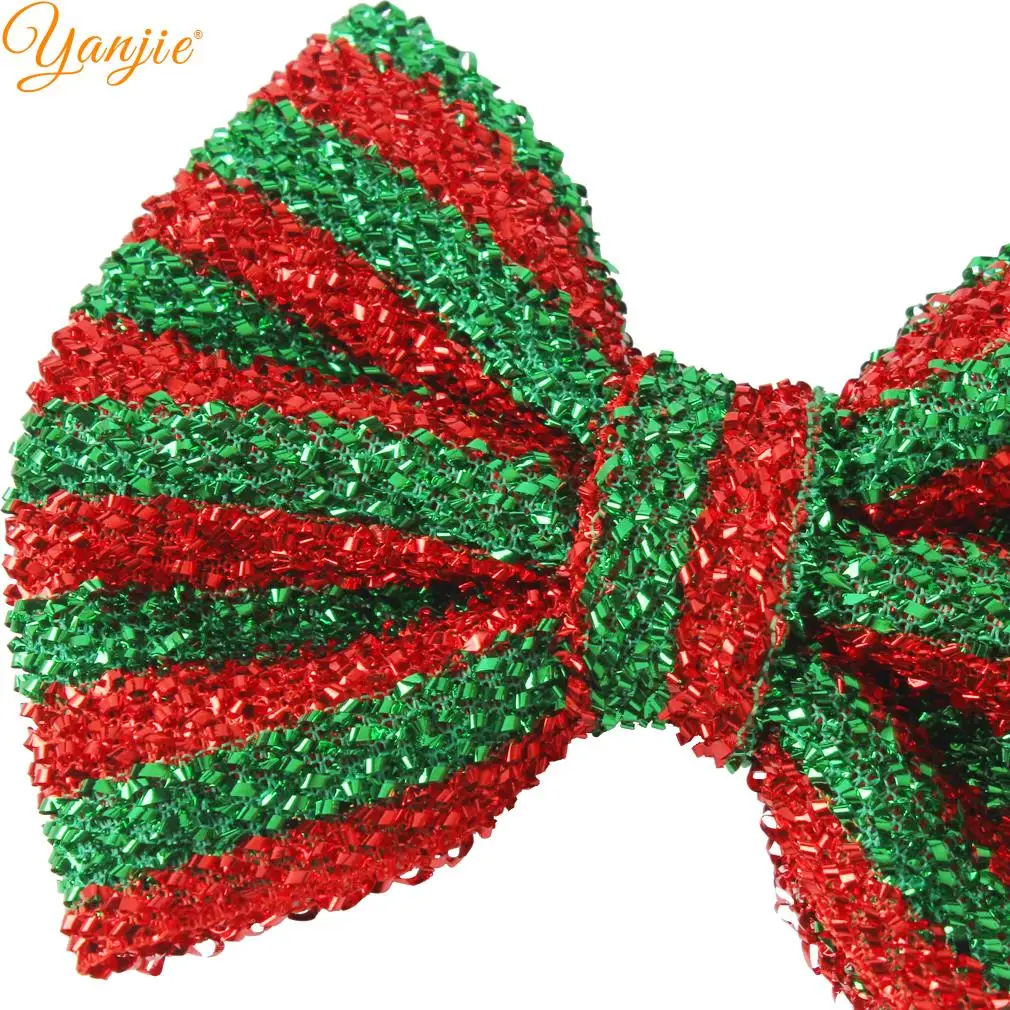 12 шт./лот красный в зеленую полоску для блеска волос Луки девочек 2021 Рождество