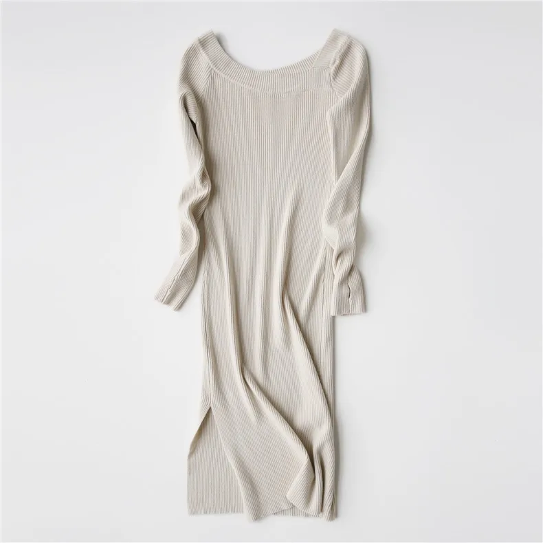 Зимнее женское платье свитер 2017 модные элегантные розовые платья с длинным