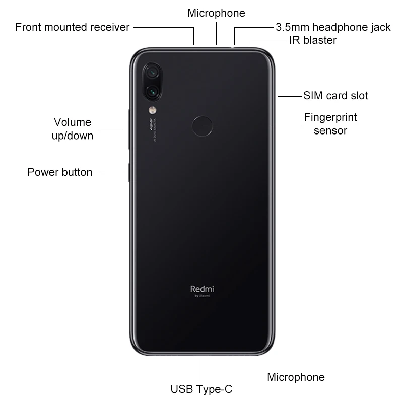 Xiaomi Redmi Note 7 смартфон с восьмиядерным процессором Snapdragon 660 ОЗУ 4 Гб ПЗУ 64 ГБ 48 МП 4000