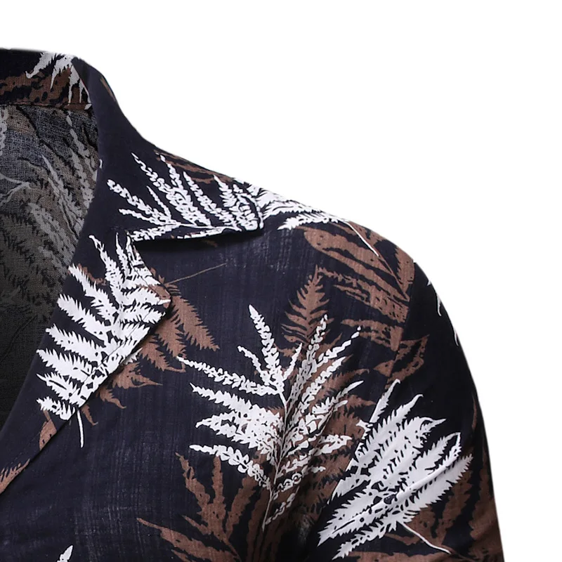 Новинка 2019 Мужская гавайская рубашка с коротким рукавом летняя мужская