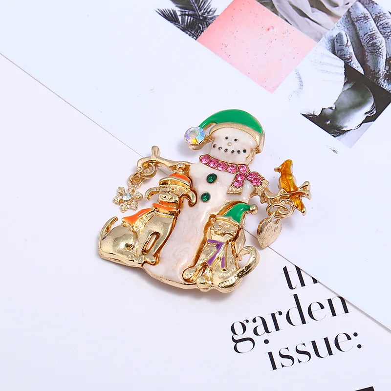 Милые Броши снеговика для девочек рождественские булавки сплав металл женские