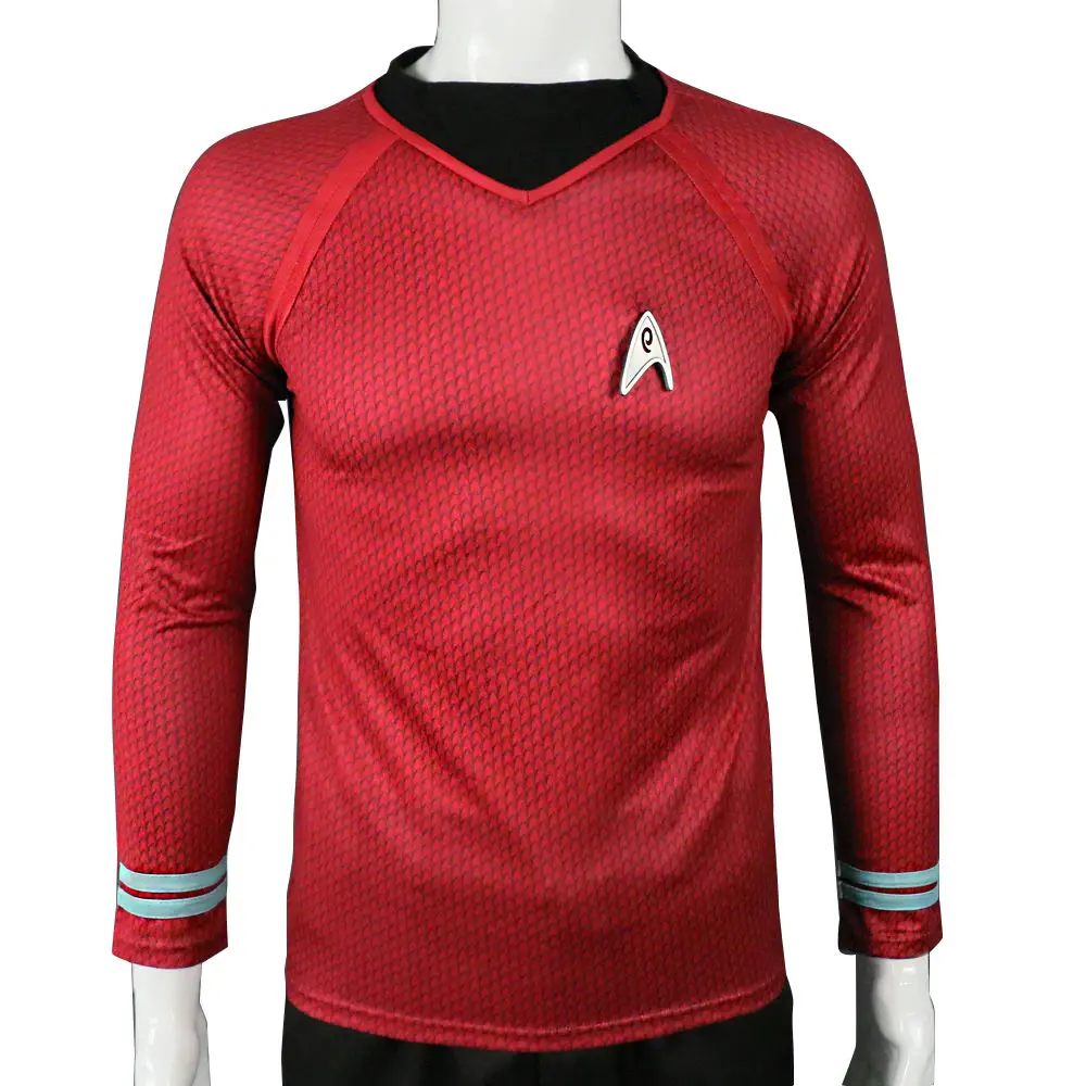Startreks в темноте капитан Керк рубашка форма косплей костюм красный версия размер для мужчин