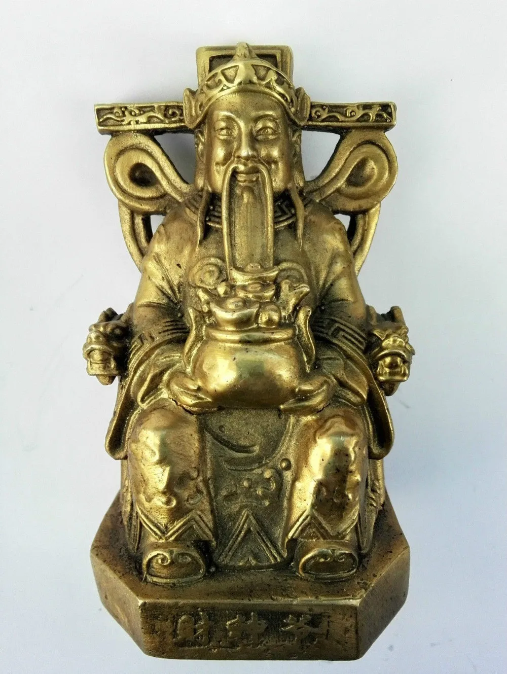 

Fine copper ingot bronze statue of the God of wealth as the God of wealth wealth sitting lucky craft ornaments.