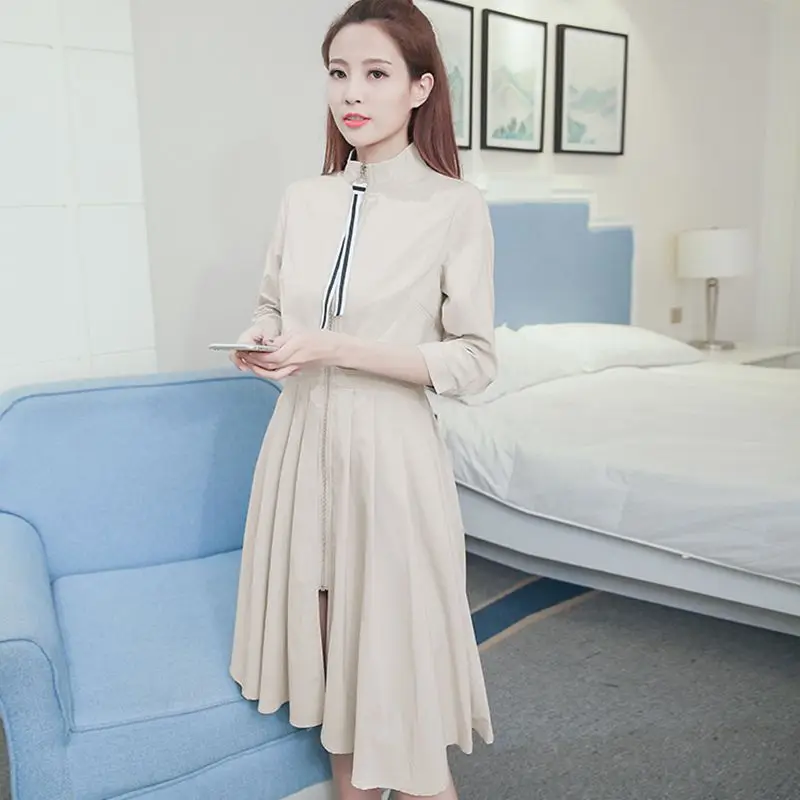 2018 весенне-осенняя Женская ветровка новый стиль модный Тренч средней длины с