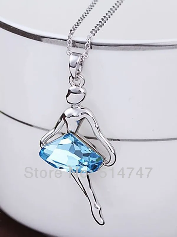 Fashion 18k White Gold Plated Ballet Girl Angel Earrings Necklace Jewelry Sets Austria Crystal Free shipping JS137 | Украшения и