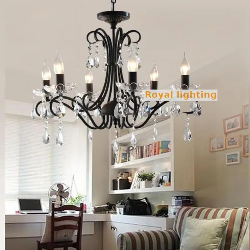 Черная Железная ретро Люстра для бара и кафе светодиодная люстра 6 E14/E12