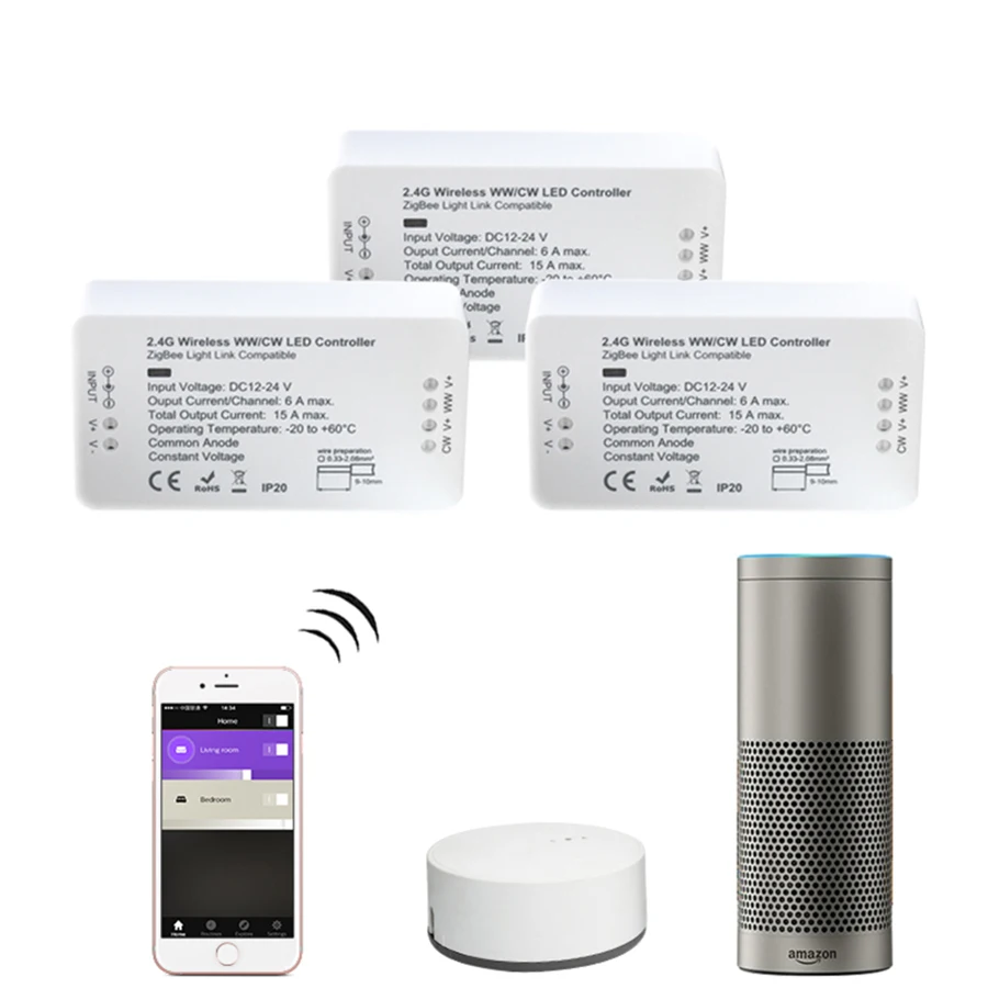 Светодиодный контроллер ZIGBEE DC12 24V совместимый с умным приложением светодиодный