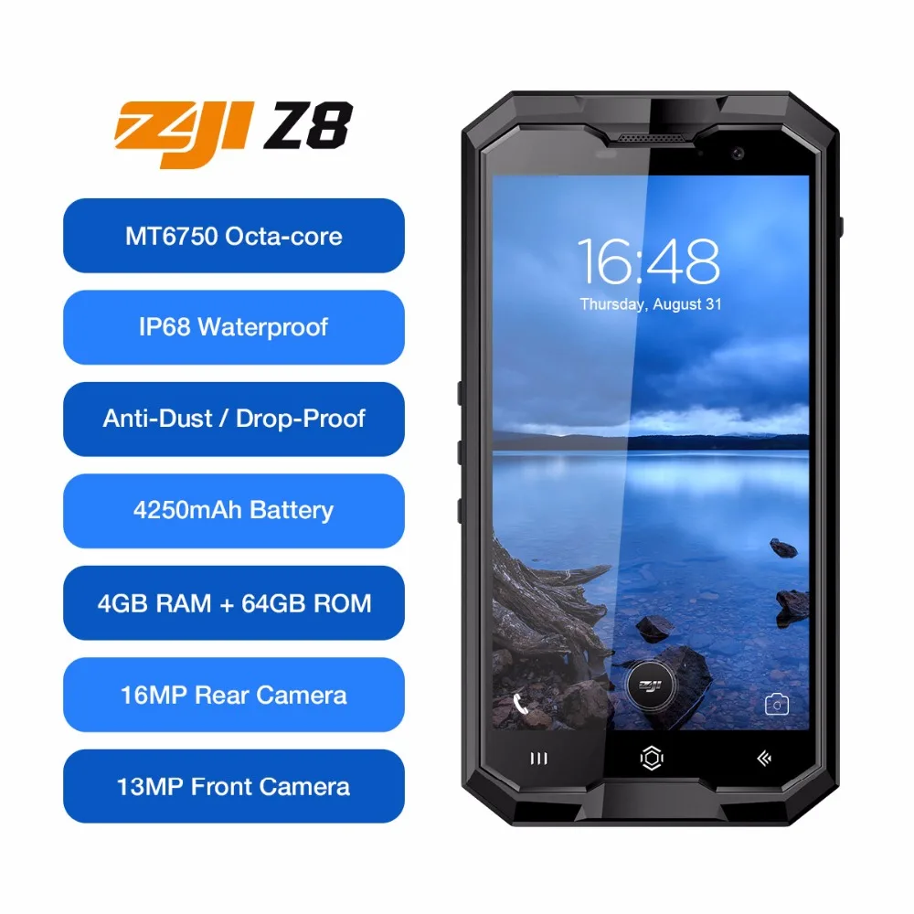 HOMTOM зоджи Z8 4250 мА/ч 4 ГБ 64 IP68 с тремя уровнями защиты 5 дюймовый мобильный телефон