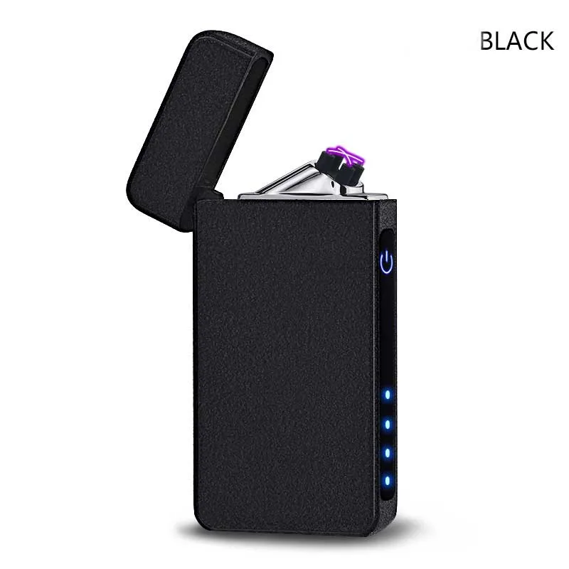 Подарки, двойная дуговая плазменная зажигалка с отпечатком пальца, USB ветрозащитные, импульсные металлические электронные зажигалки с интеллектуальным дисплеем
