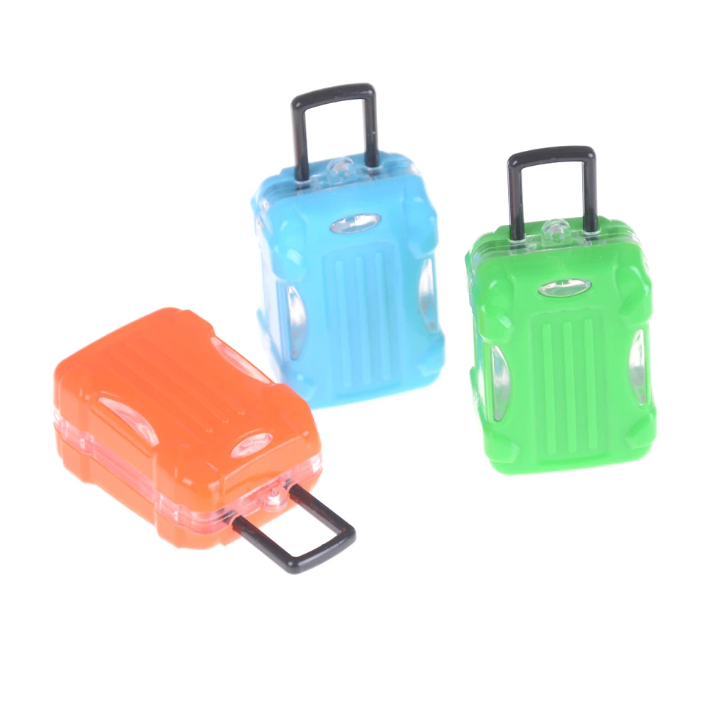 

1pc Mini Plastic Rolling Suitcase Luggage Box For Girl Doll Travel Outgoing Accessories Dollhouse Decor Girls Gift Sent Random