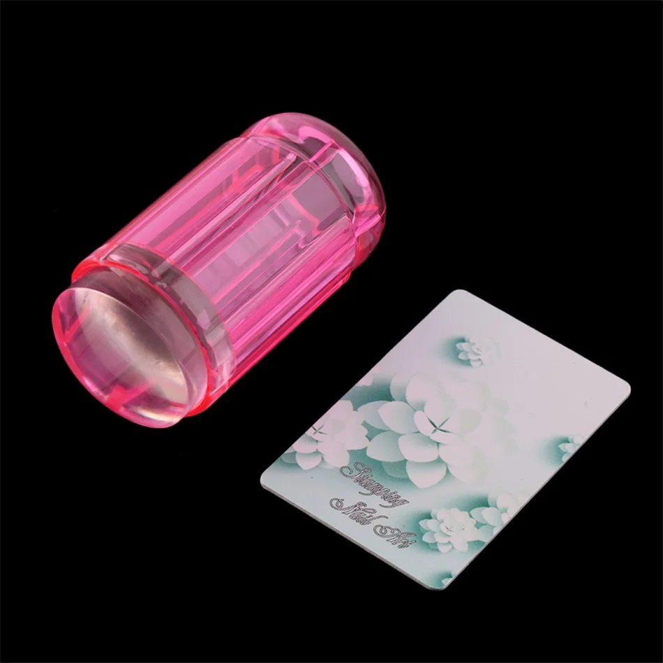 

4Color Stamper Nail Stamper2.8cm 2PCS Stamper+Scraper Transparent Nail Stamping Scraper Polish Print Transfer Nail Stamper Tools