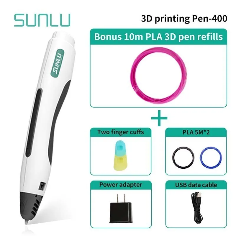 3D Ручка SL-400, новейший набор в подарочной коробке, 3D Ручка для рисования, поддержка PLA нити, обучающая детей, исследующая мозги, гаджет, 3D Ручка для рисования - Цвет: SL-400-10.1-White