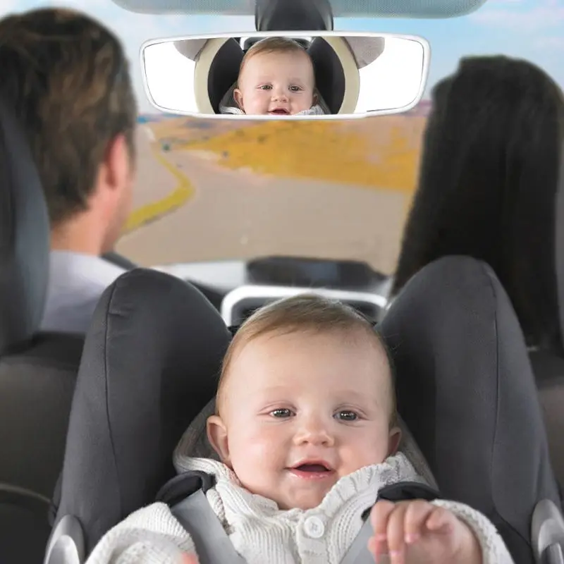 Asiento de seguridad para beb&eacute;, espejo retrovisor Interior de coche, espejos de felpa para ni&ntilde;os, juguete de dibujos animados-5
