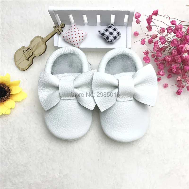 Genuine Leather Baby Shoes Bow Style Toddler Fringe Moccasins New Born Girls Handmade First Walkers Anti-slip |