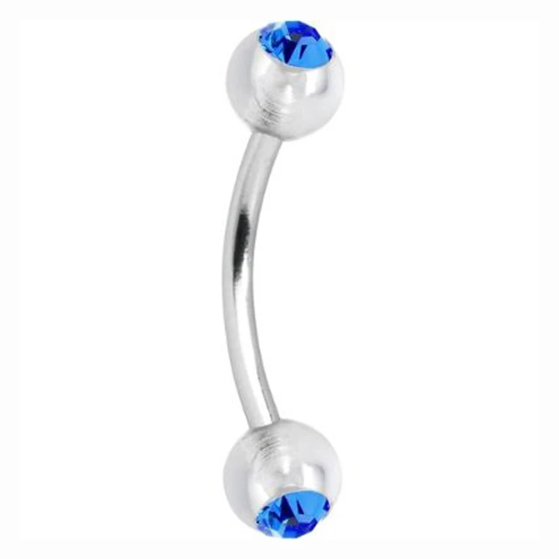 1 шт., кольцо для бровей из нержавеющей стали 16Gx8x3mm, микро изогнутая штанга, Хрустальный Шарик-шип, титан, ювелирные изделия для пирсинга тела