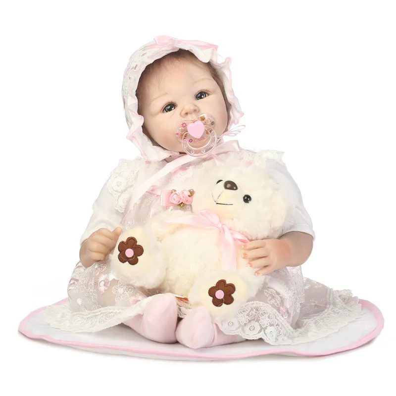 С Медведь кукла 22 дюймов силиконовые возрождается младенцы куклы Brinquedos для