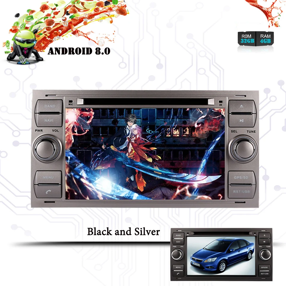 7 &quot2din Android 8 0 Ram 4GB Автомобильный dvd плеер для C Max Connect Fiesta Fusion Galaxy Kuga Mondeo S Focus Gps