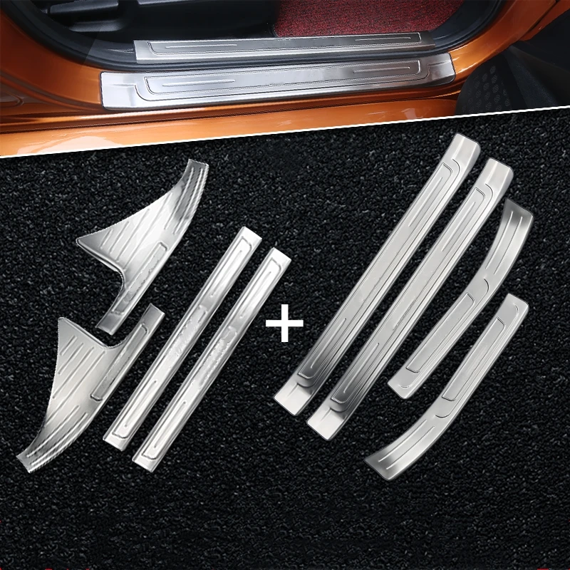 silver logo 8pcs Дверный порог специальная приветственная защита педали пластина Внешняя дверь педаль автомобильные аксессуары для Honda Civic- 10th Gen Sedan - Цвет: silver logo 8pcs