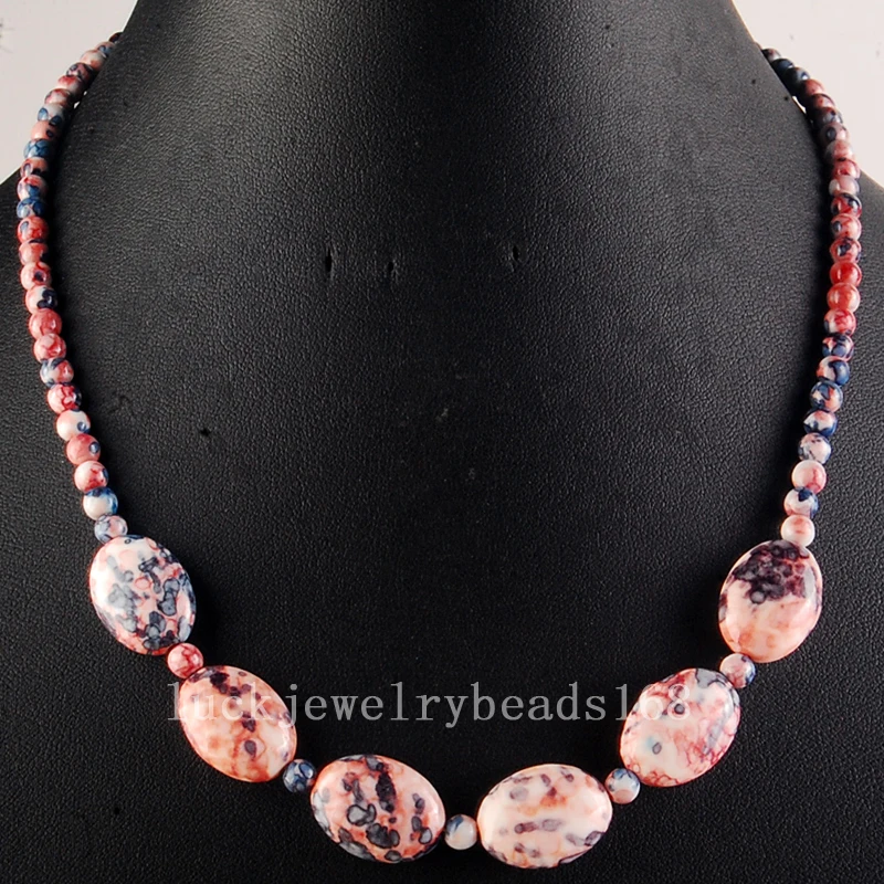 Бесплатная доставка модные ювелирные изделия овальные бусины 4 ~ 13x18 мм ожерелье