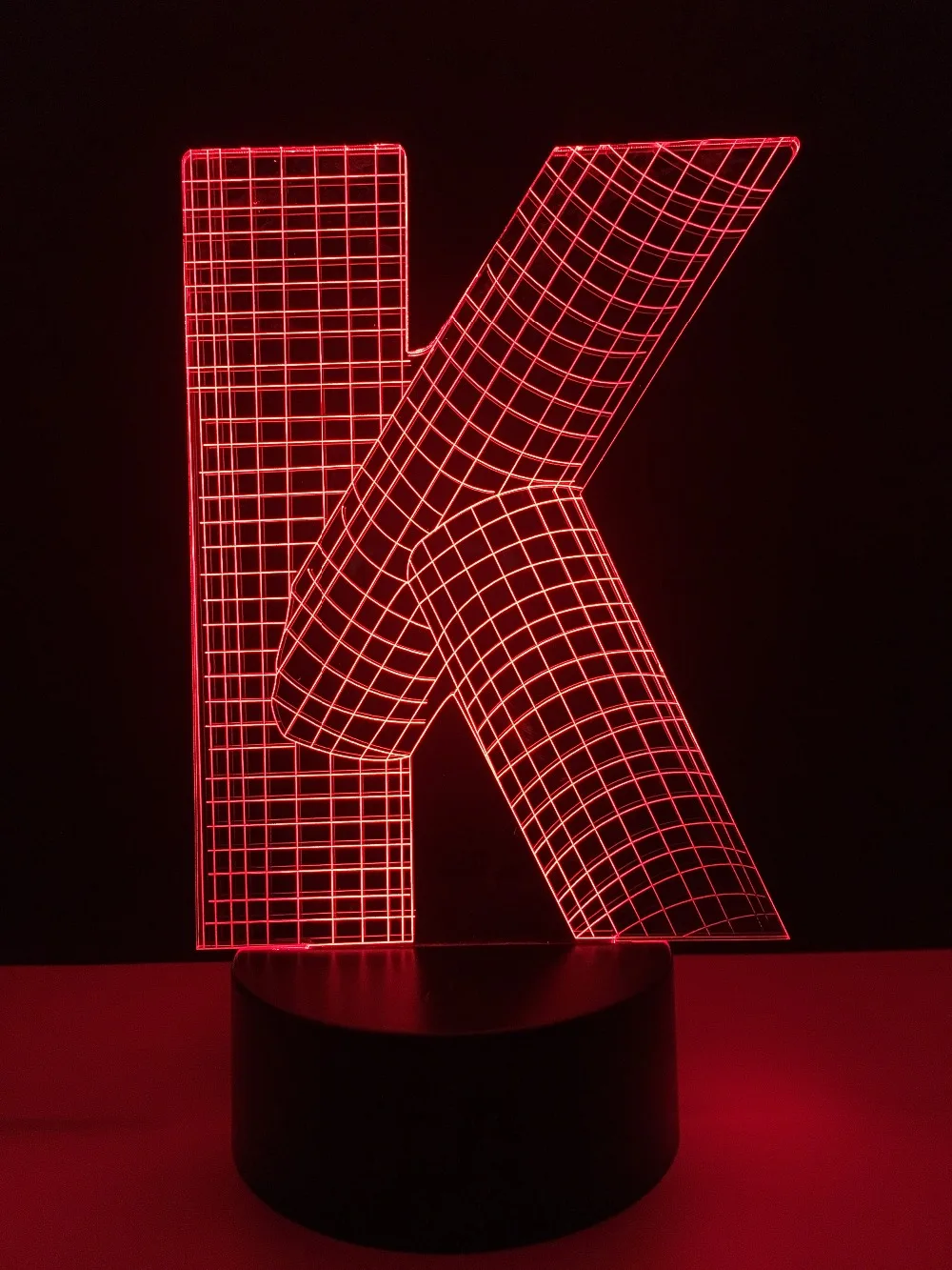 Уникальный 3D лампа в форме алфавитной буквы K 7 цветов Изменение градиент стол Led