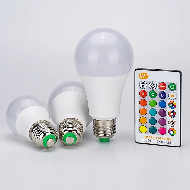 Светодиодная RGB лампа с регулируемой яркостью E27 5 Вт 10 15 AC85 265V функцией памяти + ИК