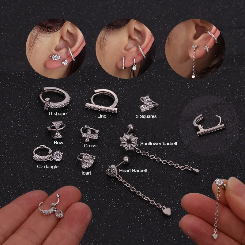 Серьга-кольцо Sellsets с фианитами Для Пирсинга Ушей ювелирное изделие для прокола