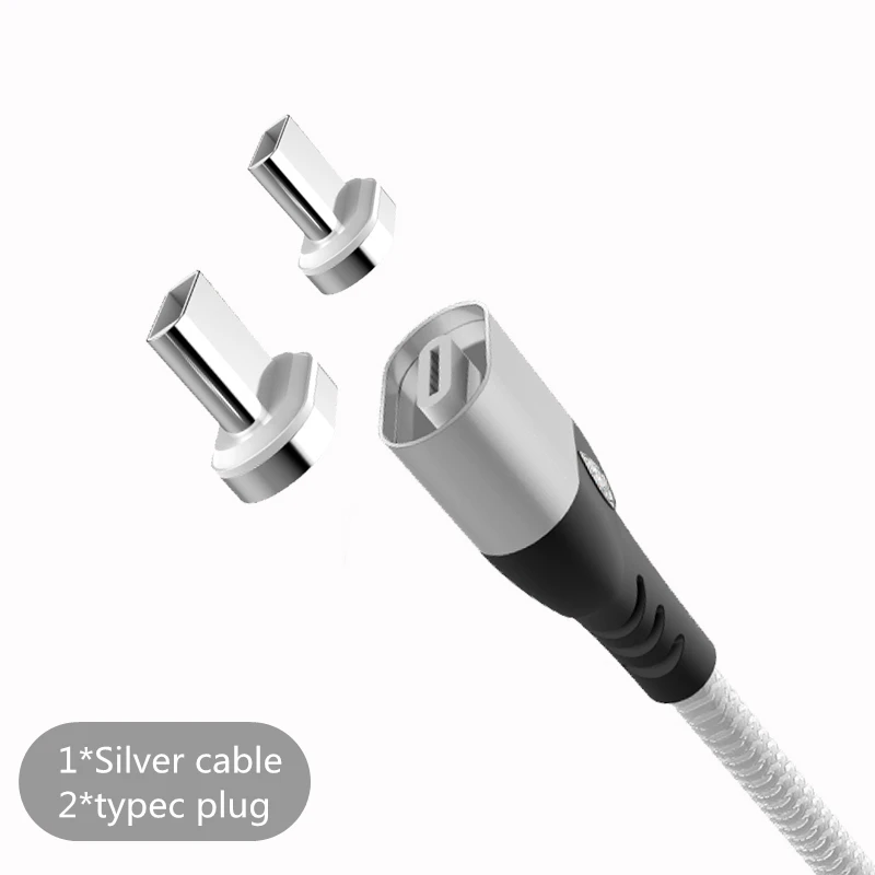 2typec silver cable KingFriend Магнитный Micro USB кабель для iphone samsung type C быстрое зарядное устройство Магнитный зарядный адаптер usb type C кабель для мобильного телефона - Цвет: 2typec silver cable