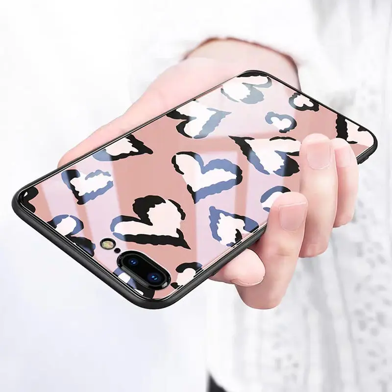Мягкий чехол из закаленного стекла с леопардовым принтом для iPhone XS MAX XR 6 7 8 6S Plus 9 10