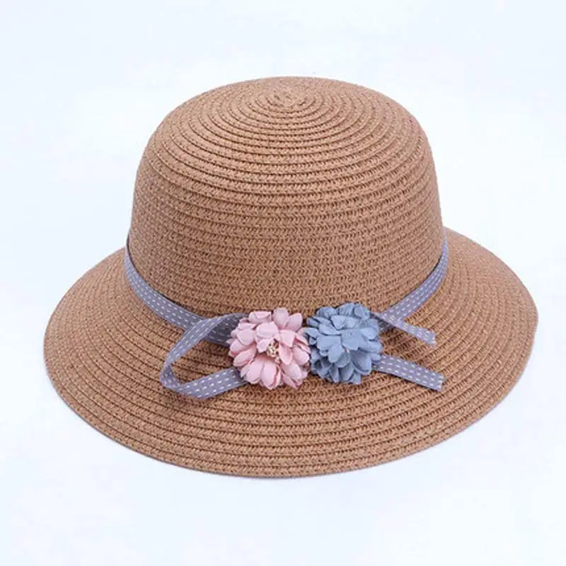 Соломенная шляпа от солнца для девочек 2-8 лет Летние Пляжные шапки с цветами