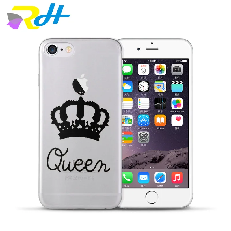 Наклейка Дизайн Королева Король Корона чехол серии для iPhone 6 6S Plus 5 5S SE 7 8 X Xr Xs Max Coque