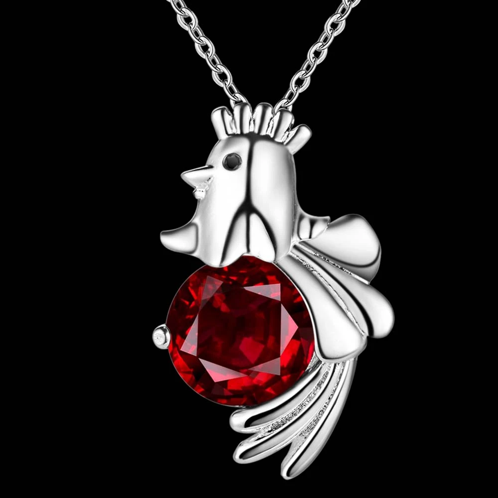Zodiac Chicken lucky stonesilver plated Necklace Silver Pendant Jewelry /REULUIJD HLZWASIU | Украшения и аксессуары