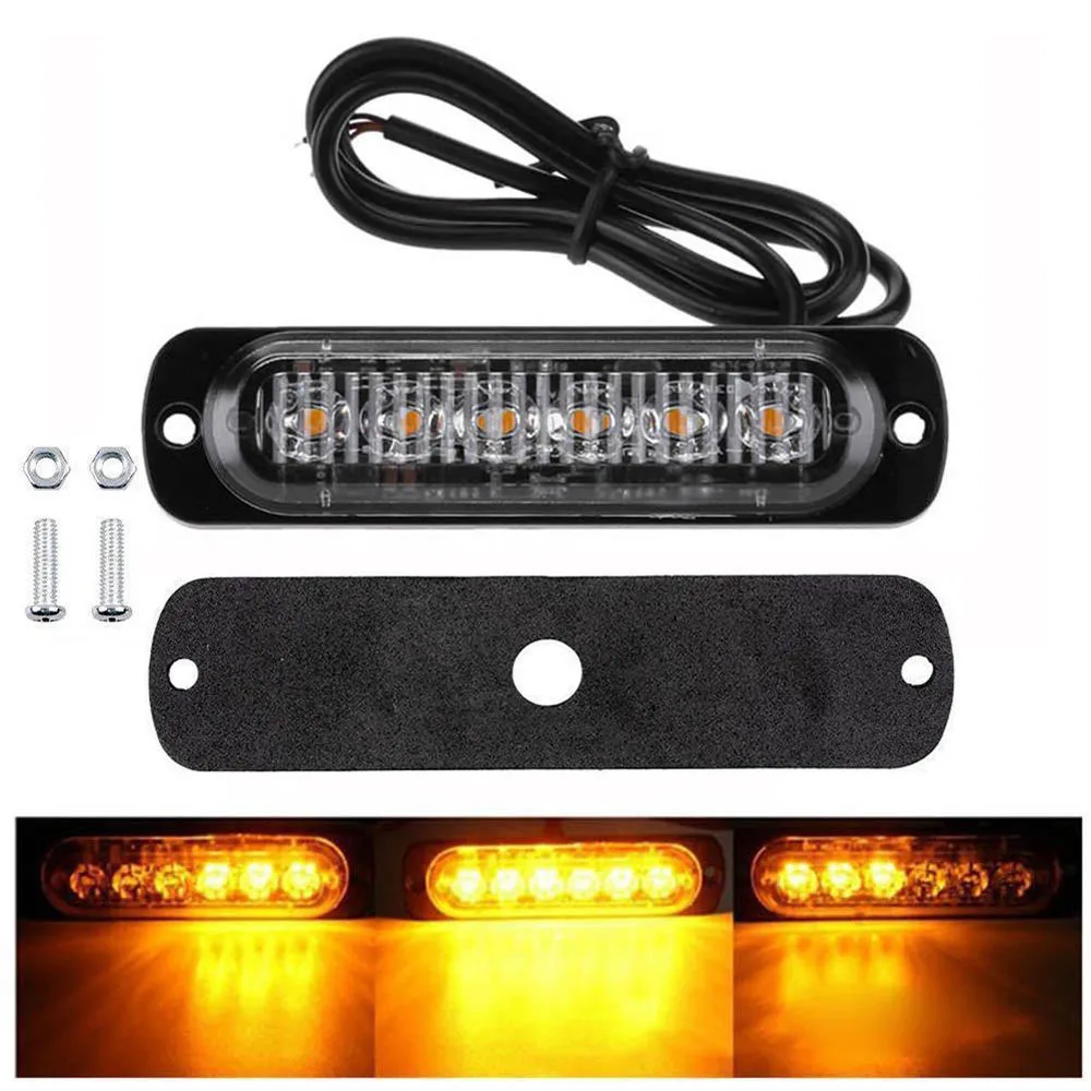 DC12-24V 18 Вт 6 светодиодный Янтарный/красный/белый автомобиль Грузовик Мотоцикл аварийный Маяк Предупреждение об опасности вспышка стробоскоп днище Поворотный Светильник - Цвет: Amber