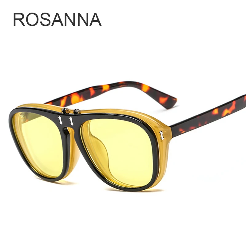 ROSANNA, уникальный дизайн, для женщин, негабаритных размеров, квадратные солнцезащитные очки, флип-ап, прозрачные линзы, Rerto, Винтажные Солнцезащитные очки, очки, новинка, De Sol