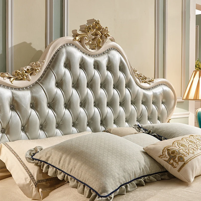 Роскошная Свадебная кровать в европейском и американском стиле кожаная с