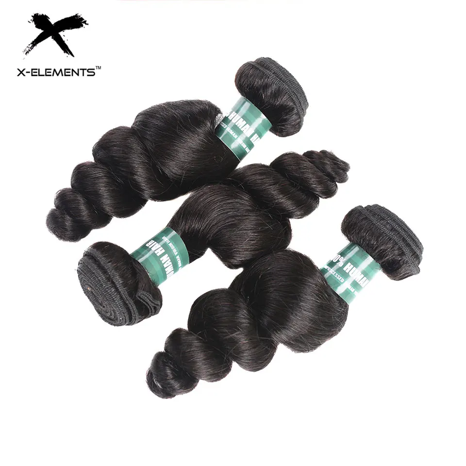 X Elements Hair 100% перуанские человеческие волосы 3 пучка с закрытием свободные